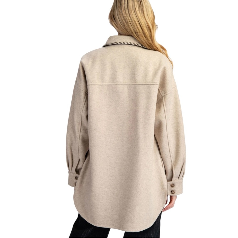ASHLEY By 26 INTERNATIONAL Oversized Cream w/ Black Utility Jacket Size XL— NWOT - Picture 3 of 7